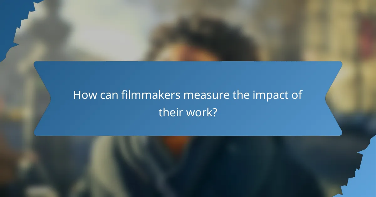 How can filmmakers measure the impact of their work?