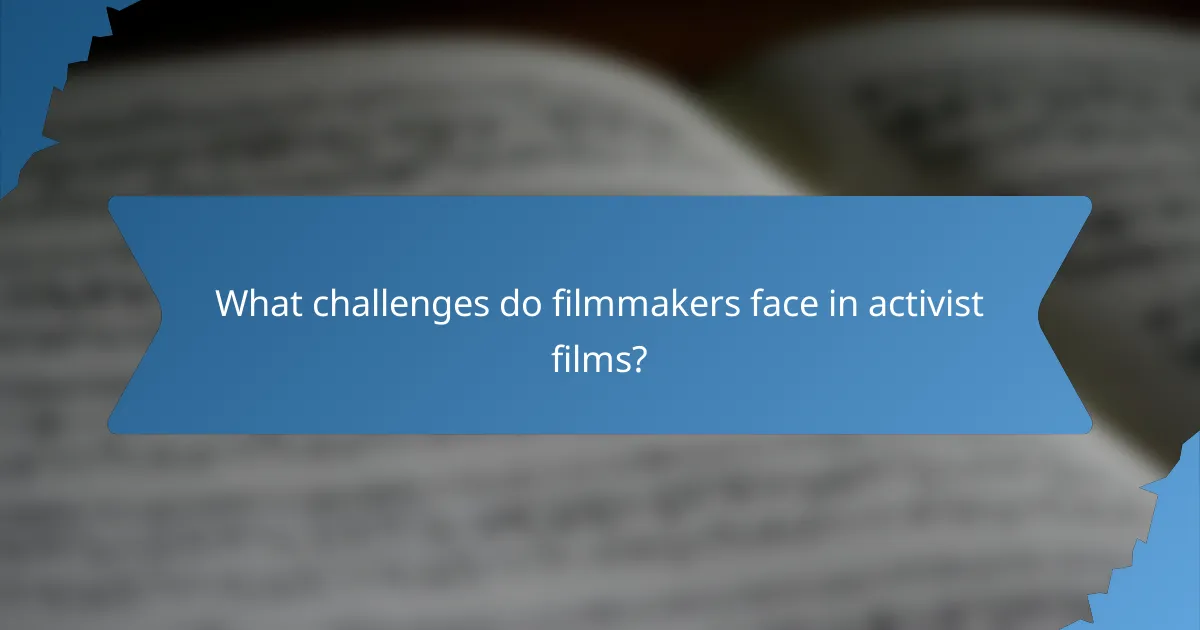 What challenges do filmmakers face in activist films?
