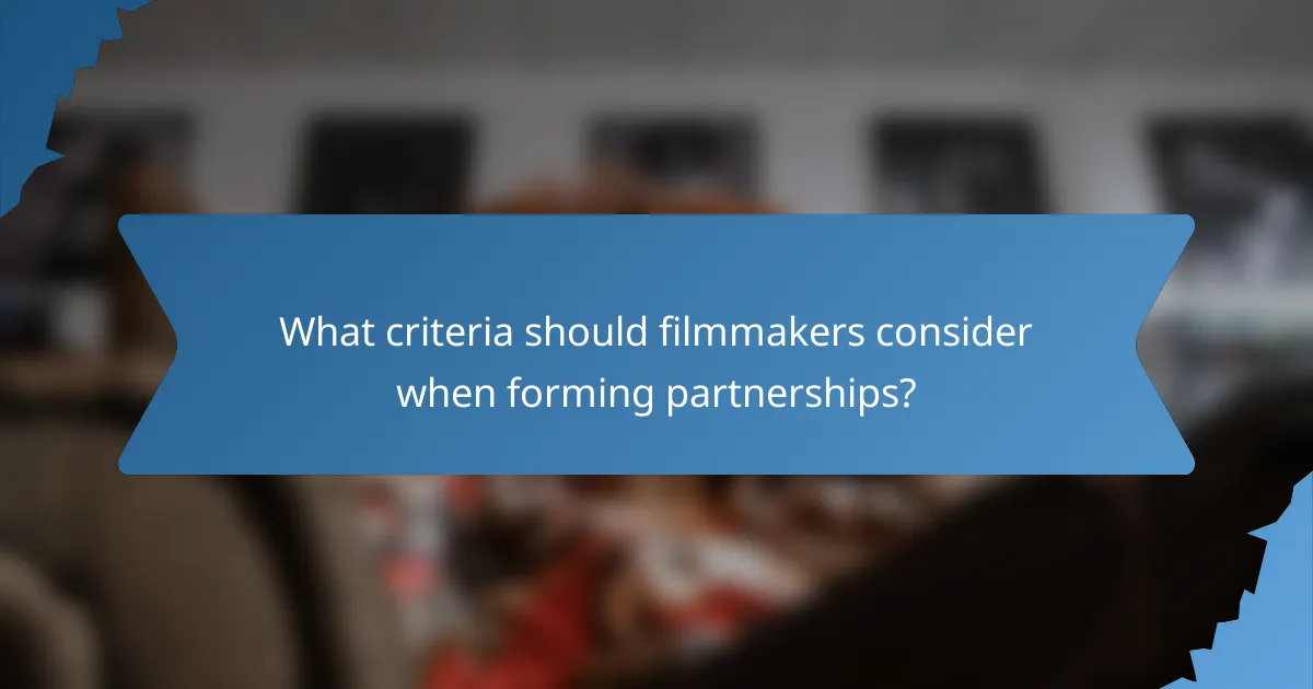 What criteria should filmmakers consider when forming partnerships?