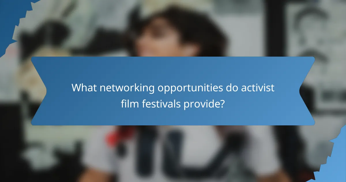 What networking opportunities do activist film festivals provide?